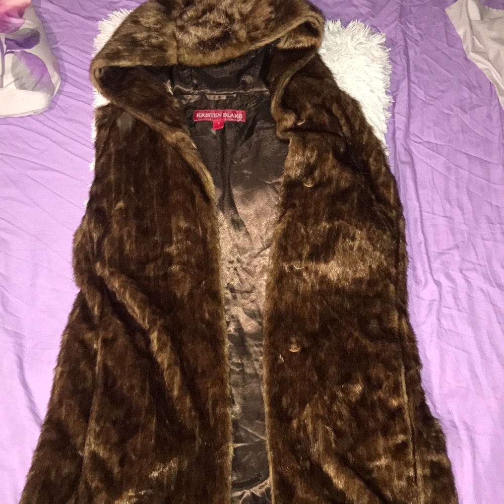 Size M/L  Kristen Blake faux fur hooded vest